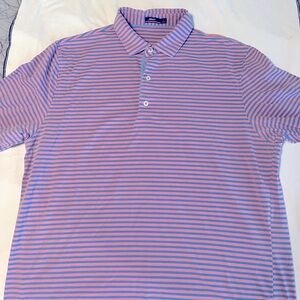 Johnnie-O Striped Polo Shirt in Pink and Blue stripes